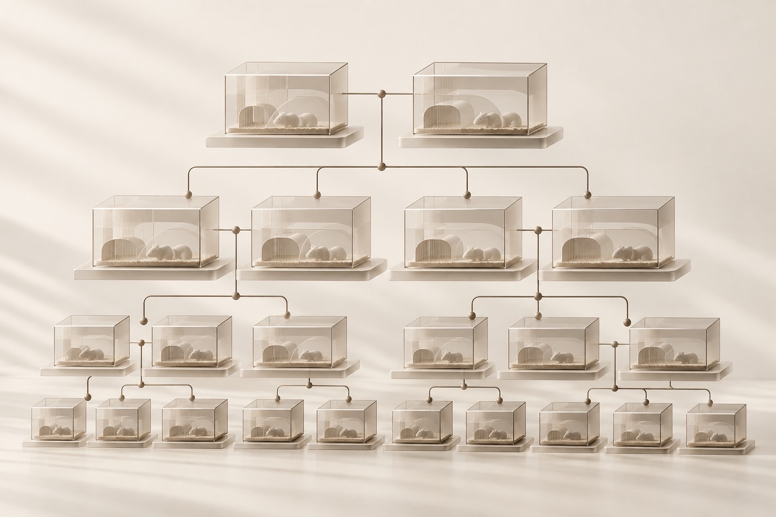 Warm glass colony compartments linked by a branching pedigree